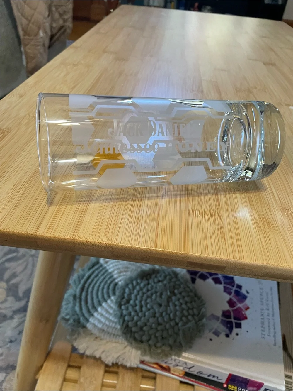 Set of 2 Jack Daniel’s highball glasses, with a honeycomb design